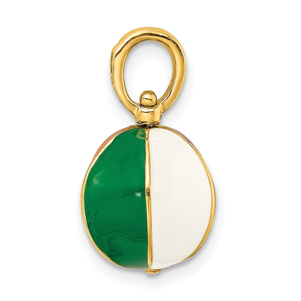 14K Gelbgold 3-D Strandball-Charm mit mehrfarbigem Email
