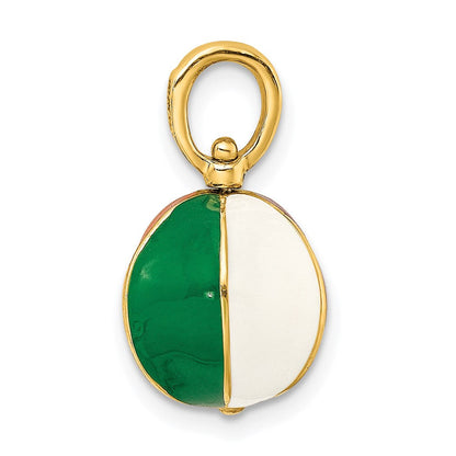 14K Gelbgold 3-D Strandball-Charm mit mehrfarbigem Email