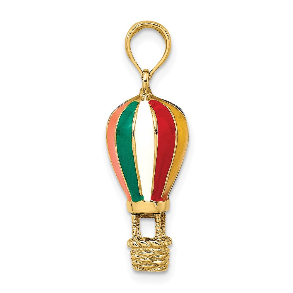 14K Gelbgold Heißluftballon-Charm mit Emaille, 3-D
