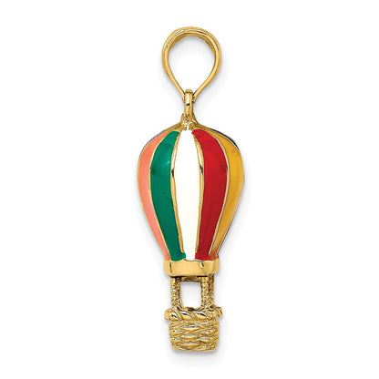 14K Gelbgold Heißluftballon-Charm mit Emaille, 3-D