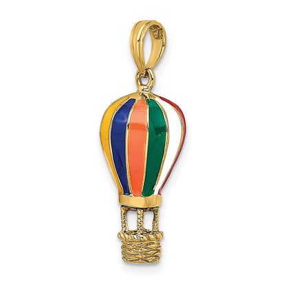 14K Gelbgold Heißluftballon-Charm mit Emaille, 3-D