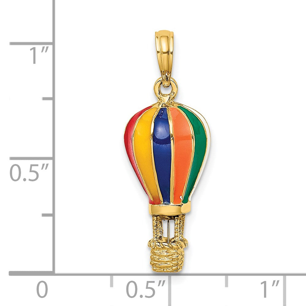14K Gelbgold Heißluftballon-Charm mit Emaille, 3-D