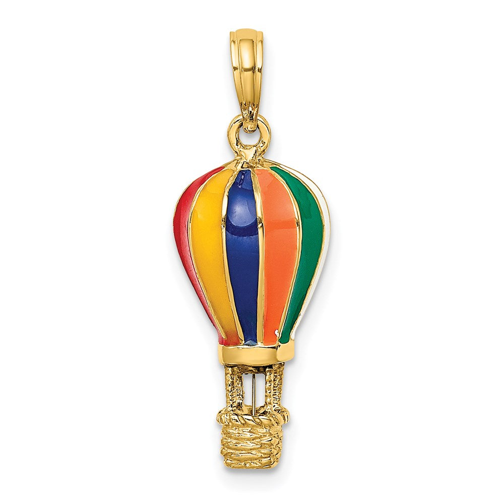 14K Gelbgold Heißluftballon-Charm mit Emaille, 3-D