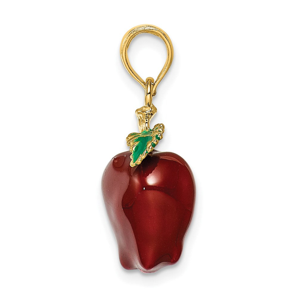 14K Gelbgold Charm „Red Delicious Apfel" 3-D mit Emaille