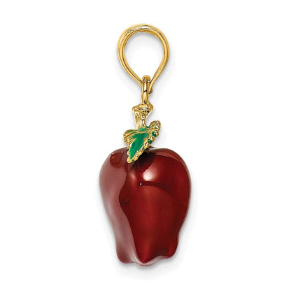 14K Gelbgold Charm „Red Delicious Apfel" 3-D mit Emaille