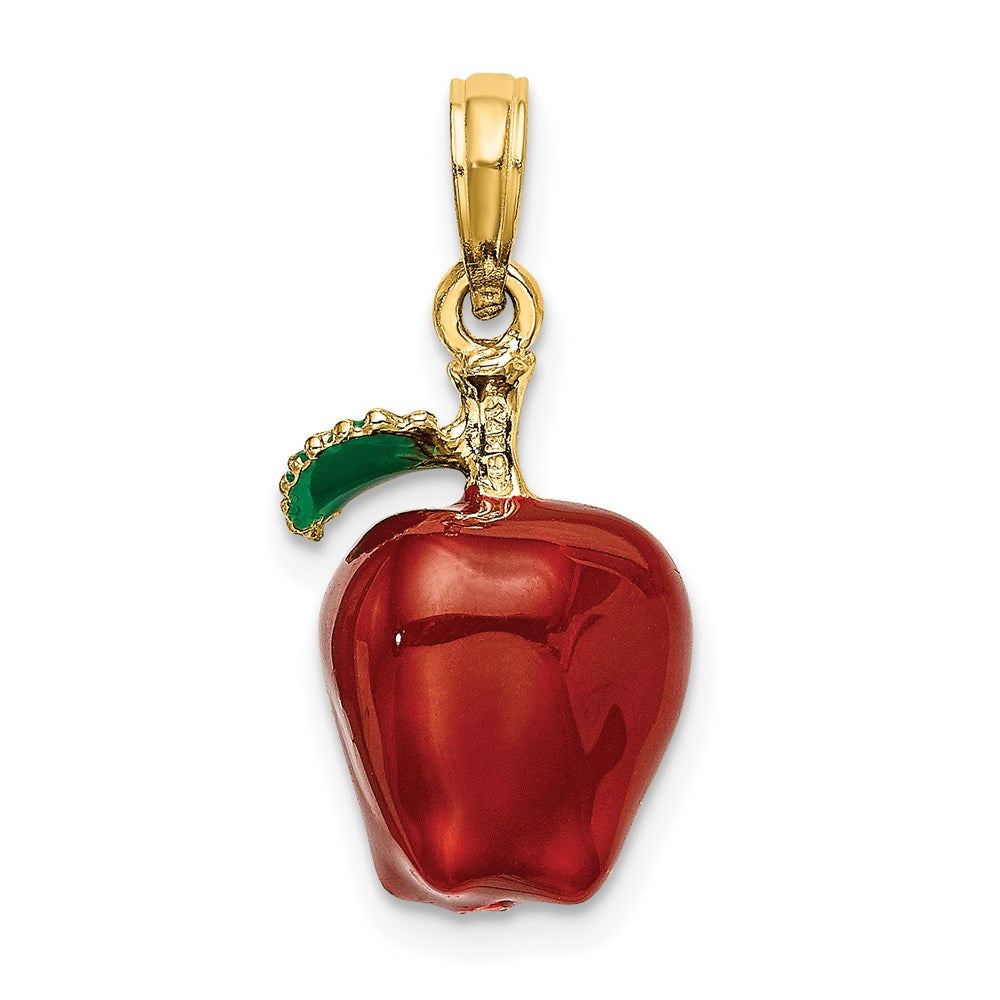 14K Gelbgold Charm „Red Delicious Apfel" 3-D mit Emaille