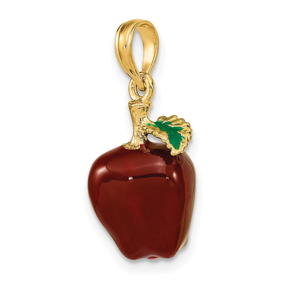 14K Gelbgold Charm „Red Delicious Apfel" 3-D mit Emaille