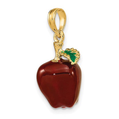 14K Gelbgold Charm „Red Delicious Apfel" 3-D mit Emaille