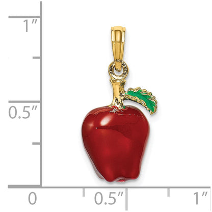 14K Gelbgold Charm „Red Delicious Apfel" 3-D mit Emaille