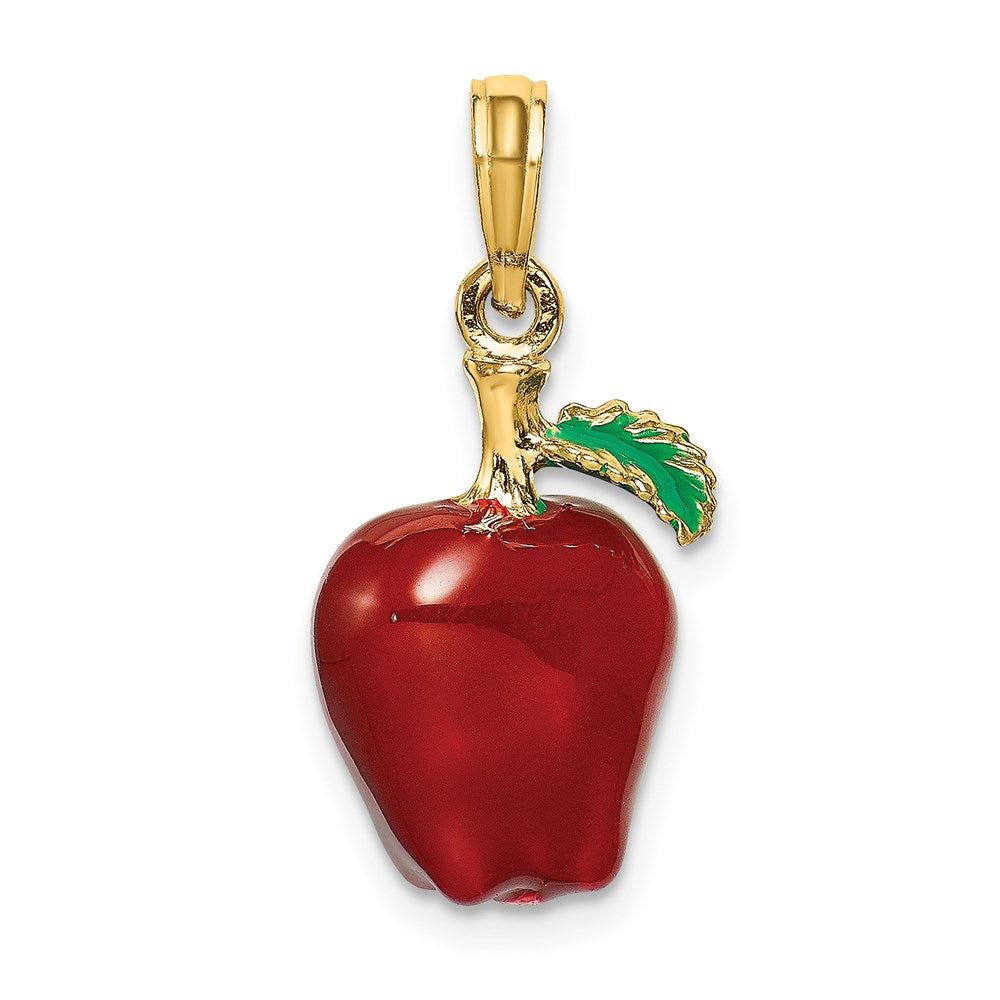 14K Gelbgold Charm „Red Delicious Apfel" 3-D mit Emaille
