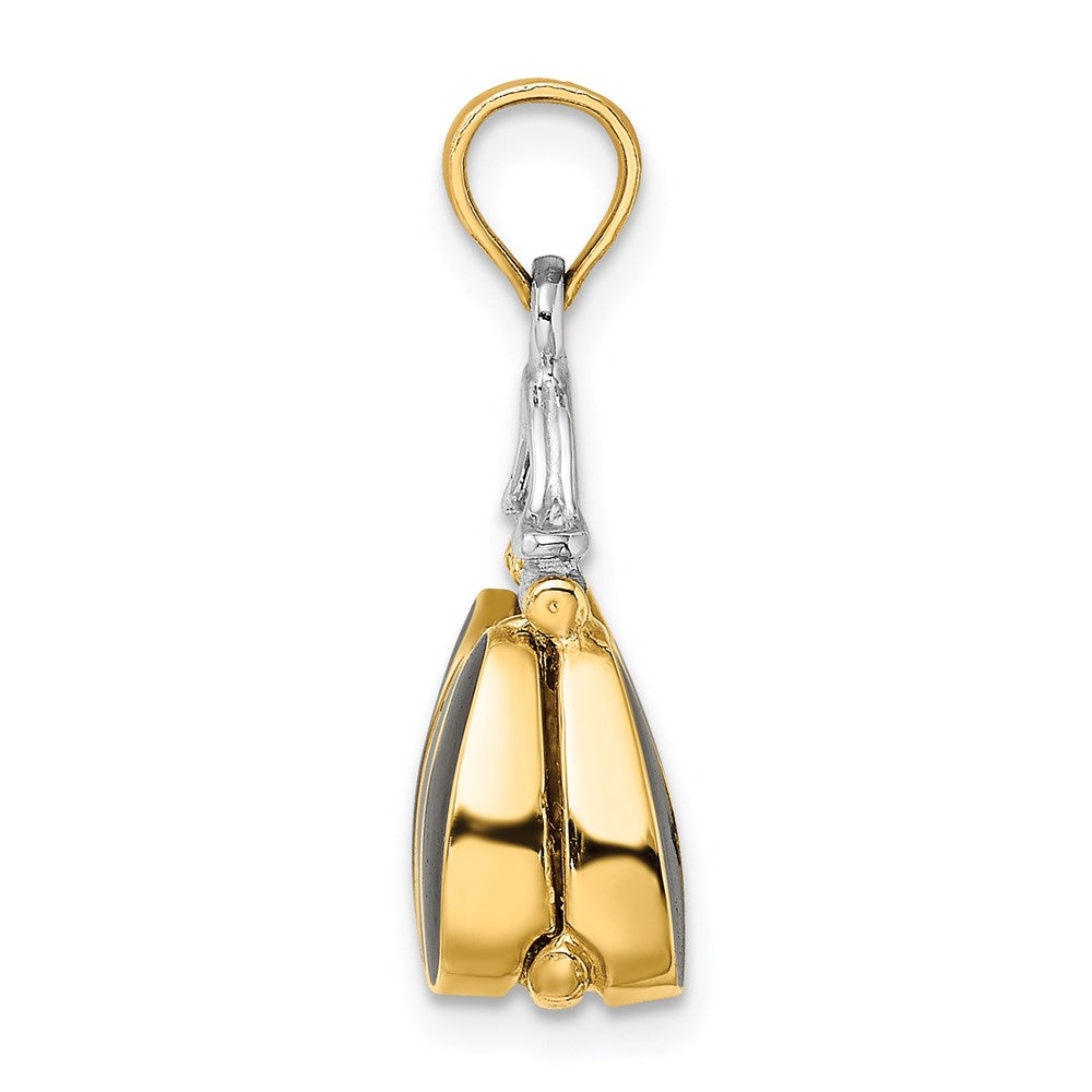 14K Gelb- und Rhodiumgold Charm "Handtasche" 3D und emailliert, mit Rhodium
