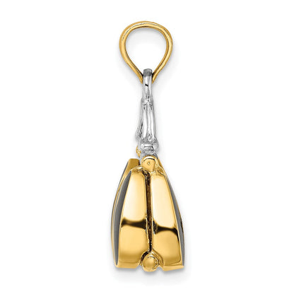 14K Gelb- und Rhodiumgold Charm "Handtasche" 3D und emailliert, mit Rhodium
