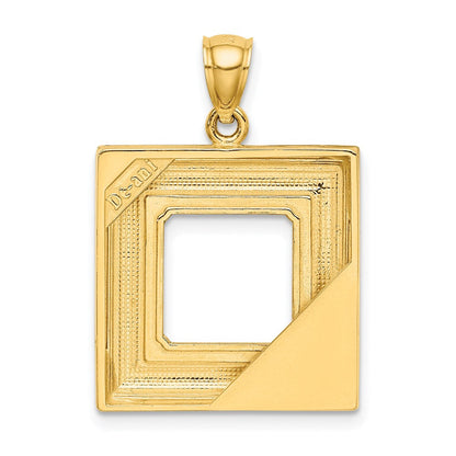 14K Gelbgold Bilderrahmen-Charm mit floraler Aqua-Emaille