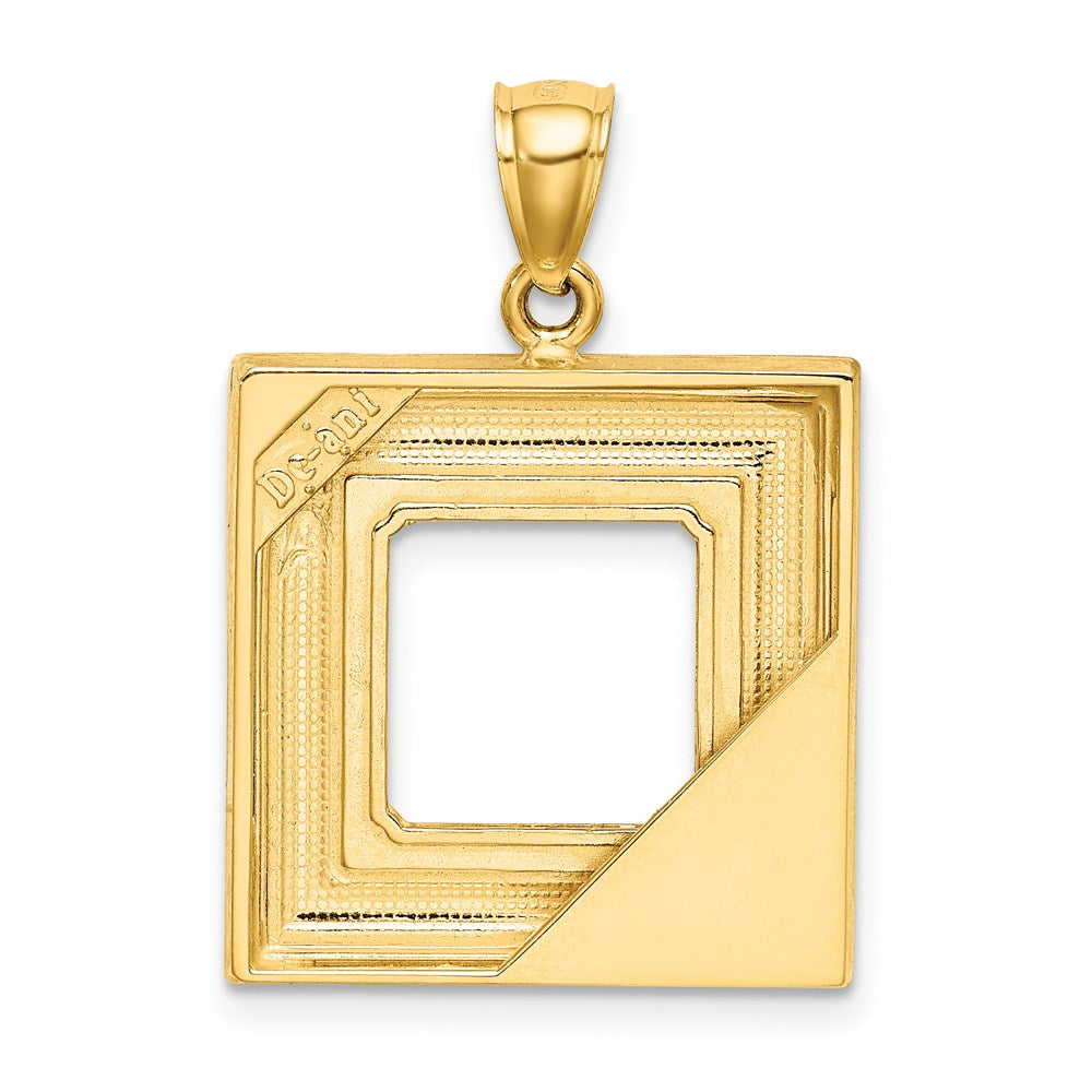 14K Gelbgold Bilderrahmen-Charm mit marineblauer Blumenemaille