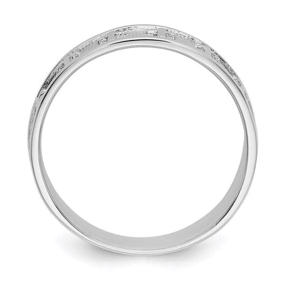 14K Weißgold Ring mit Kreuz, poliert & satiniert
