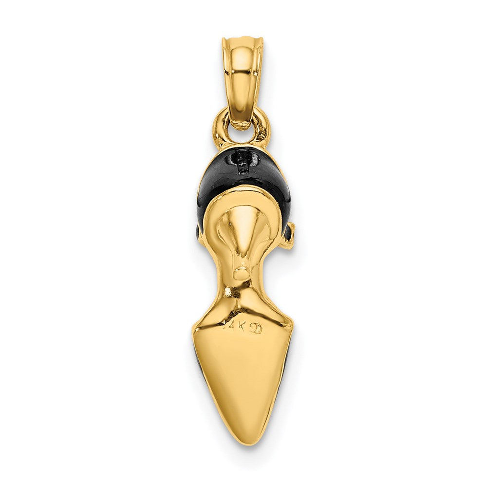 14K Gelbgold 3-D Pumps-Charm mit geschlossener Spitze in schwarzer Emaille