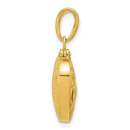 14K Gelbgold 3-D wendbarer Herz-Anhänger zum Öffnen