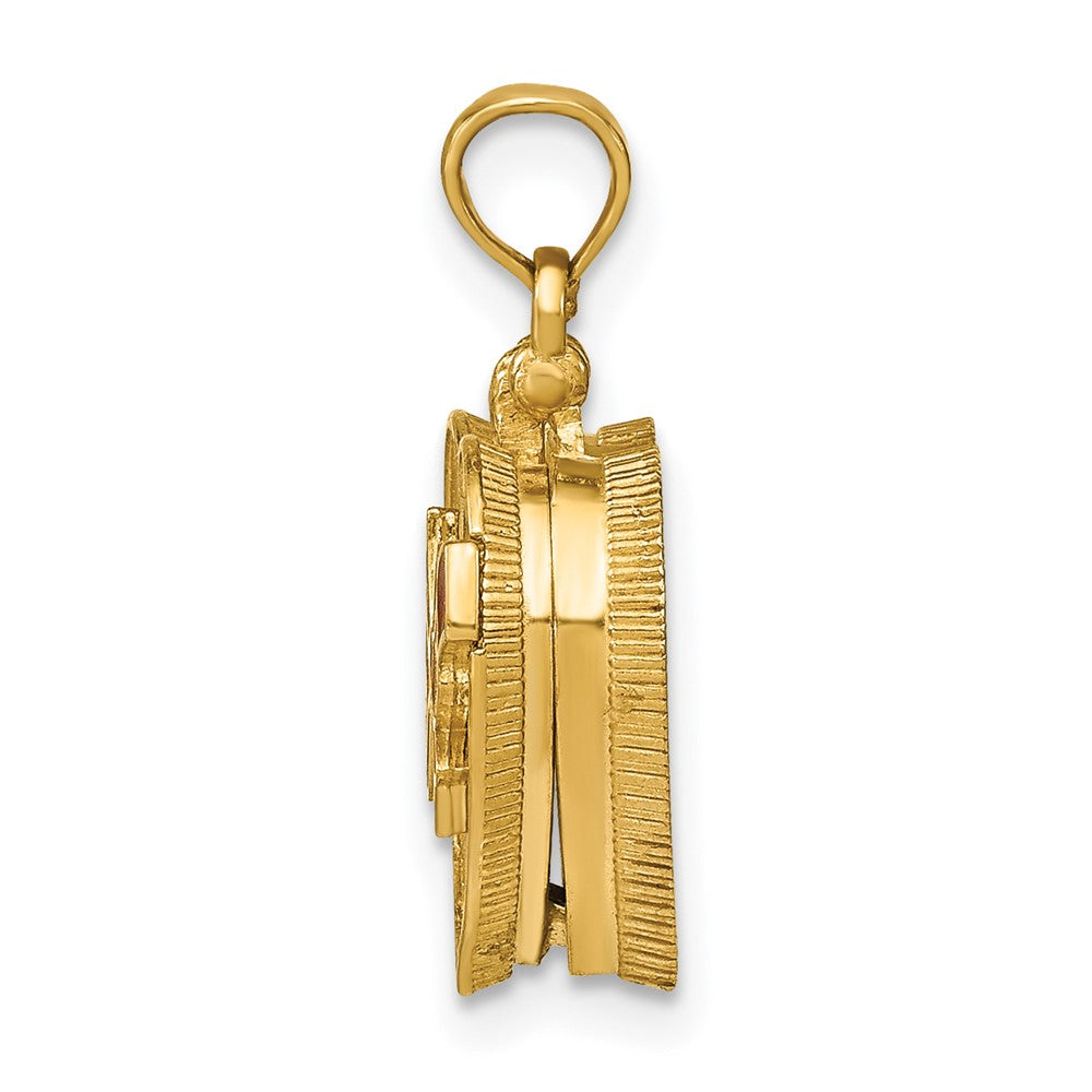 14K Gelbgold-Charm mit Emaille und Innenaufschrift „ICH LIEBE DICH“, 3-D-Bonbonschachtel