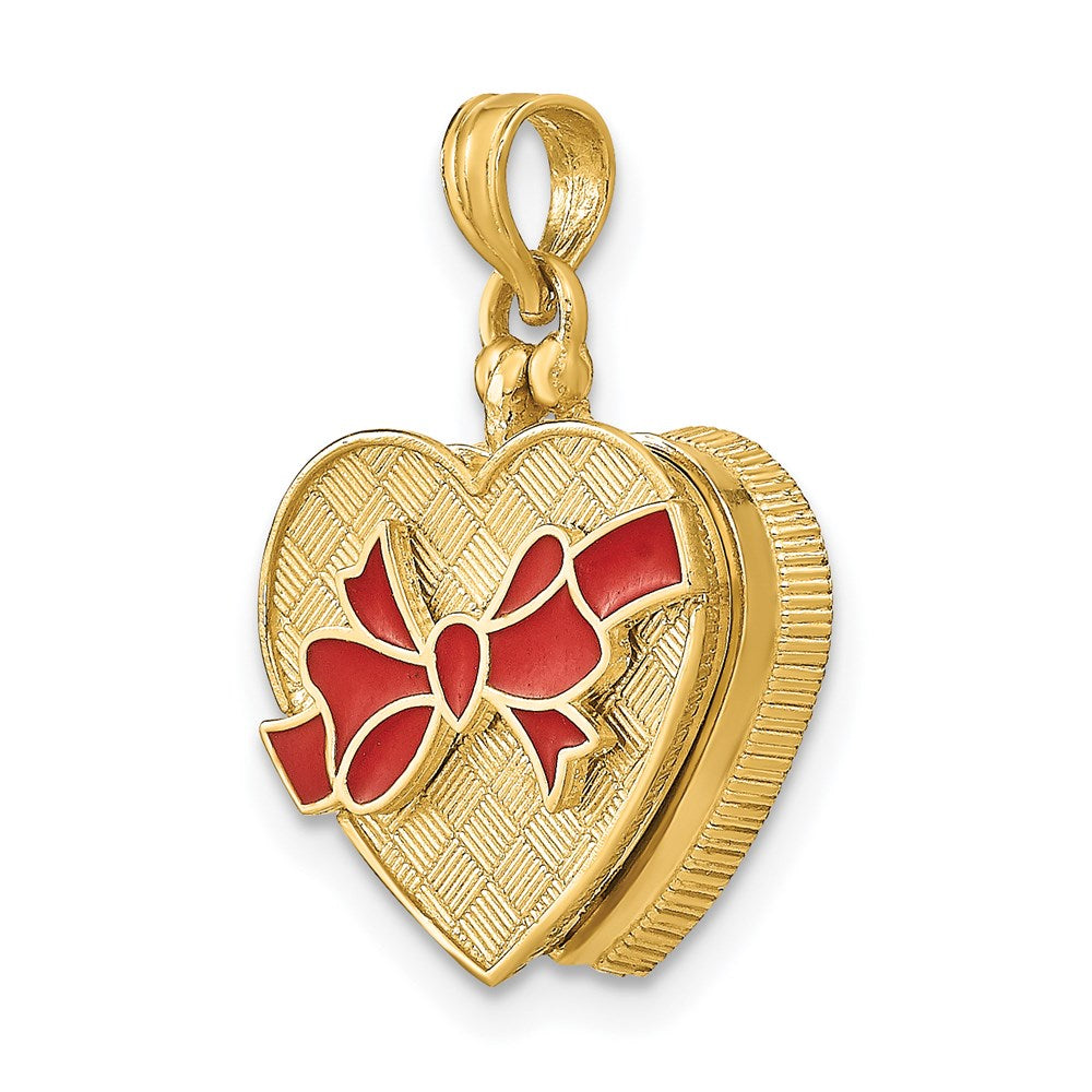 14K Gelbgold-Charm mit Emaille und Innenaufschrift „ICH LIEBE DICH“, 3-D-Bonbonschachtel