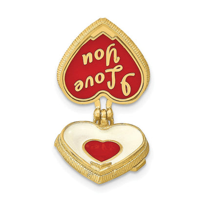 14K Gelbgold-Charm mit Emaille und Innenaufschrift „ICH LIEBE DICH“, 3-D-Bonbonschachtel