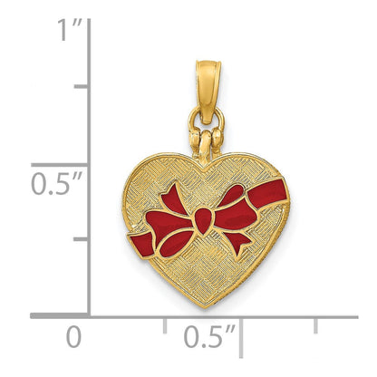 14K Gelbgold-Charm mit Emaille und Innenaufschrift „ICH LIEBE DICH“, 3-D-Bonbonschachtel