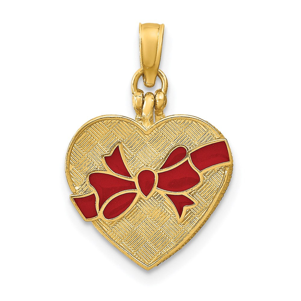 14K Gelbgold-Charm mit Emaille und Innenaufschrift „ICH LIEBE DICH“, 3-D-Bonbonschachtel
