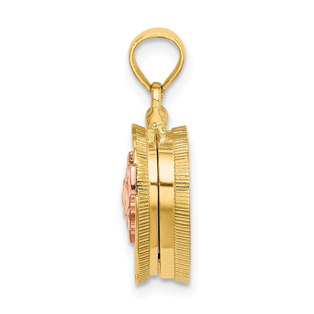 14K Bicolor-Gold 3D-Bonbon-Box-Charm mit Emaille „ICH LIEBE DICH“ innen
