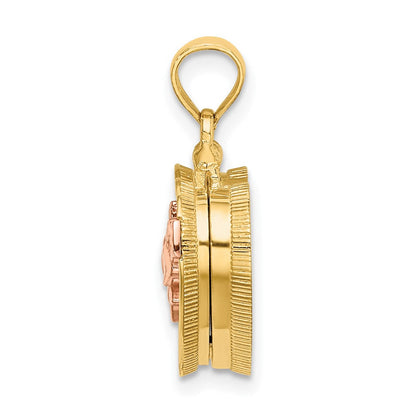 14K Bicolor-Gold 3D-Bonbon-Box-Charm mit Emaille „ICH LIEBE DICH“ innen