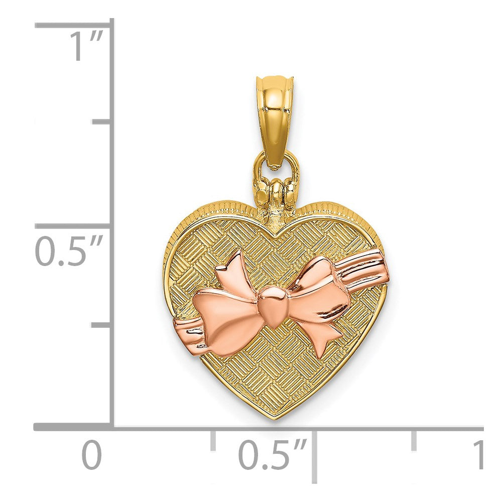 14K Bicolor-Gold 3D-Bonbon-Box-Charm mit Emaille „ICH LIEBE DICH“ innen
