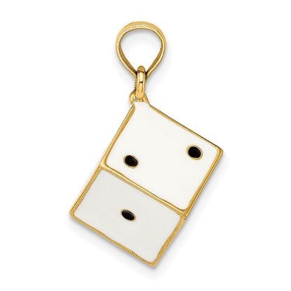 14K Gelbgold 3-D Emaille-Würfel-Charm