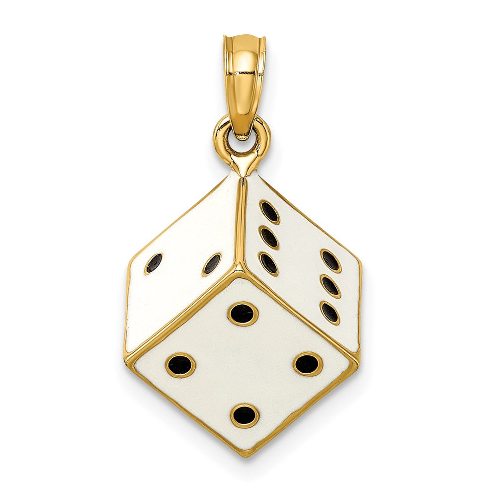 14K Gelbgold 3-D Emaille-Würfel-Charm