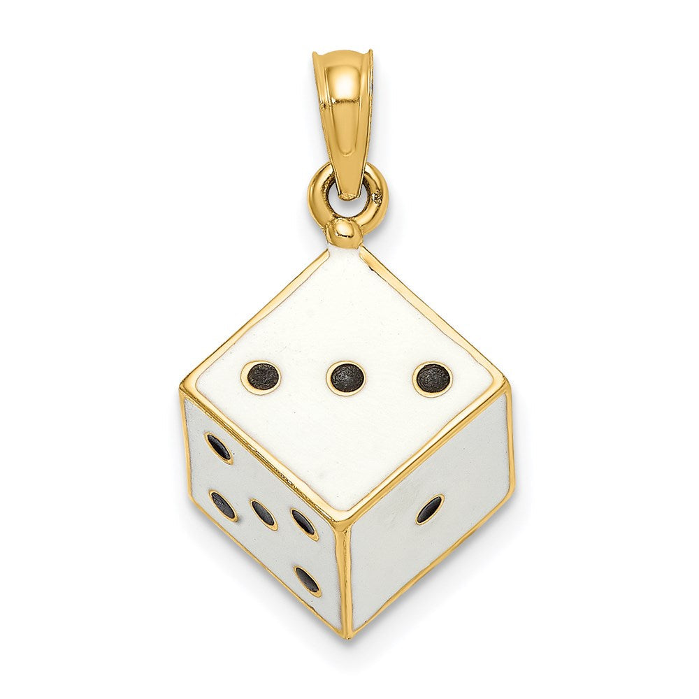 14K Gelbgold 3-D Emaille-Würfel-Charm
