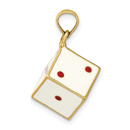 14K Gelbgold 3-D-Emaille-Würfel-Charm