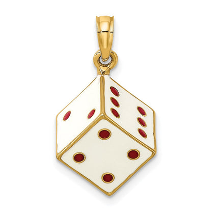 14K Gelbgold 3-D-Emaille-Würfel-Charm