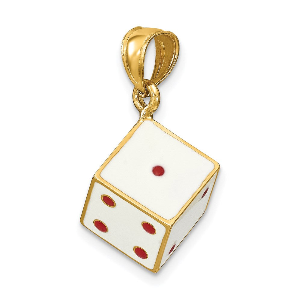 14K Gelbgold 3-D-Emaille-Würfel-Charm