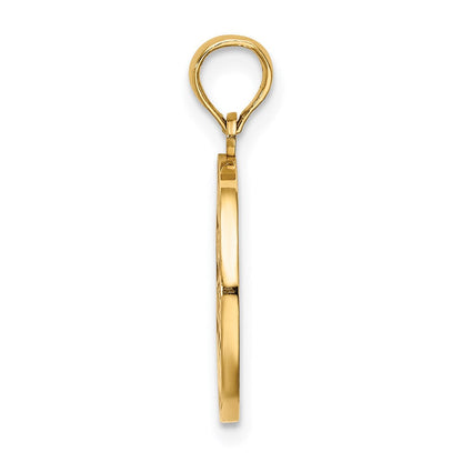 14 Karat Gelbgold mit Emaille „HAPPY HOLIDAYS“ mit Stechpalme auf rundem Scheiben-Charm