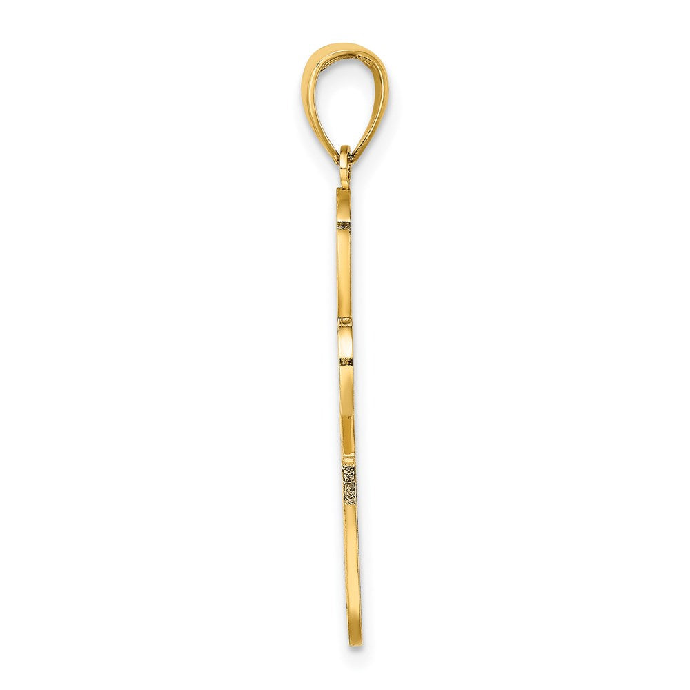 14K Gelbgold Emaille Rosa Schleife Breast Cancer Kreuz