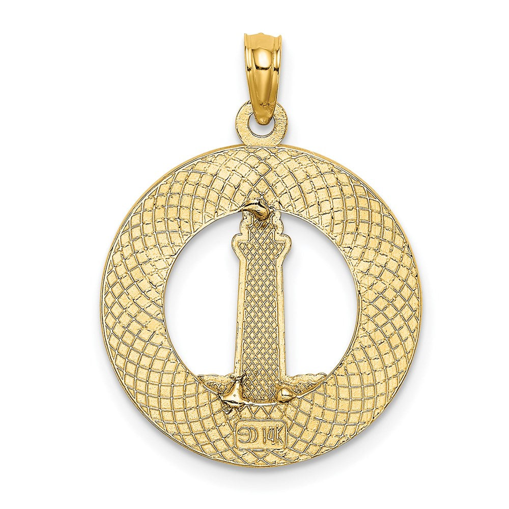 14K Gelbgold HILTON HEAD Emaille-Leuchtturm-Kreis-Charm