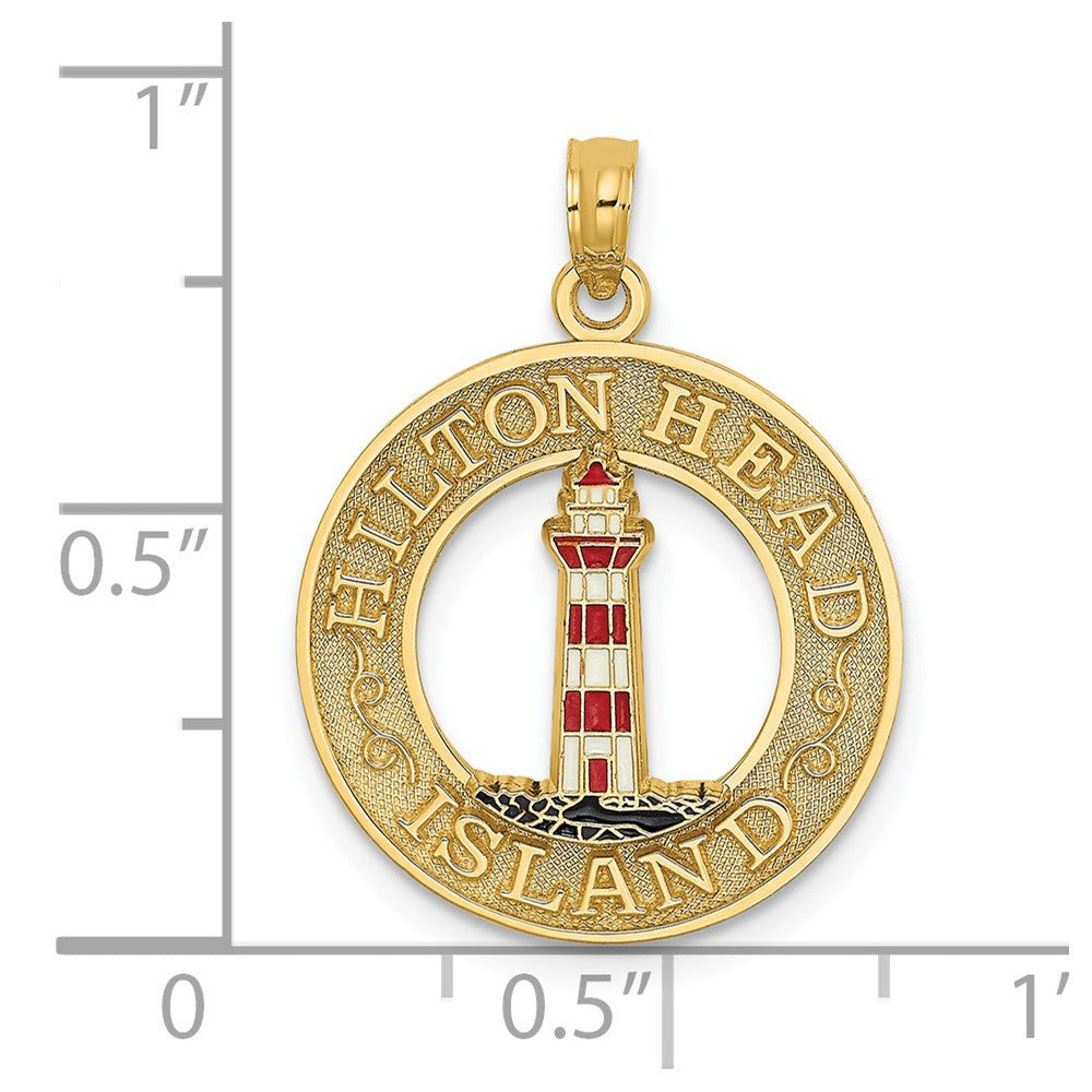 14K Gelbgold HILTON HEAD Emaille-Leuchtturm-Kreis-Charm