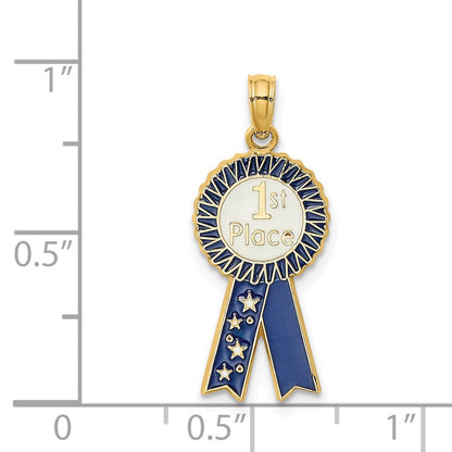 14K Gelbgold Emaille-Charm „Siegerschleife 1. Platz“