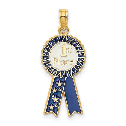 14K Gelbgold Emaille-Charm „Siegerschleife 1. Platz“