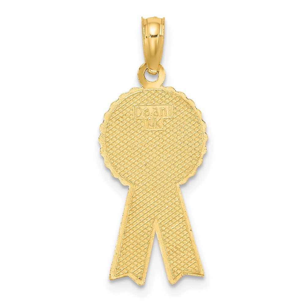 14K Gelbgold Charm "GREATEST MOM" mit Emaille und pinker Schleife