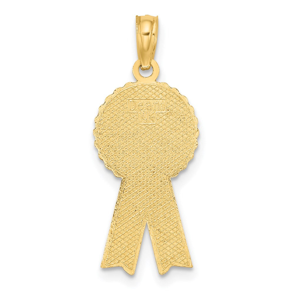 14K Gelbgold Emaille Geburtstag Mädchen Rosa Schleife Charm