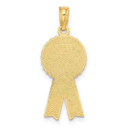 14K Gelbgold Emaille Geburtstag Mädchen Rosa Schleife Charm