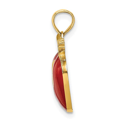 14K Gelbgold mit Emaille 2-D-Cut-Out-Apfel-Charm