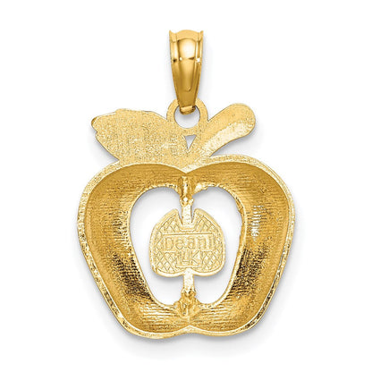 14K Gelbgold mit Emaille 2-D-Cut-Out-Apfel-Charm