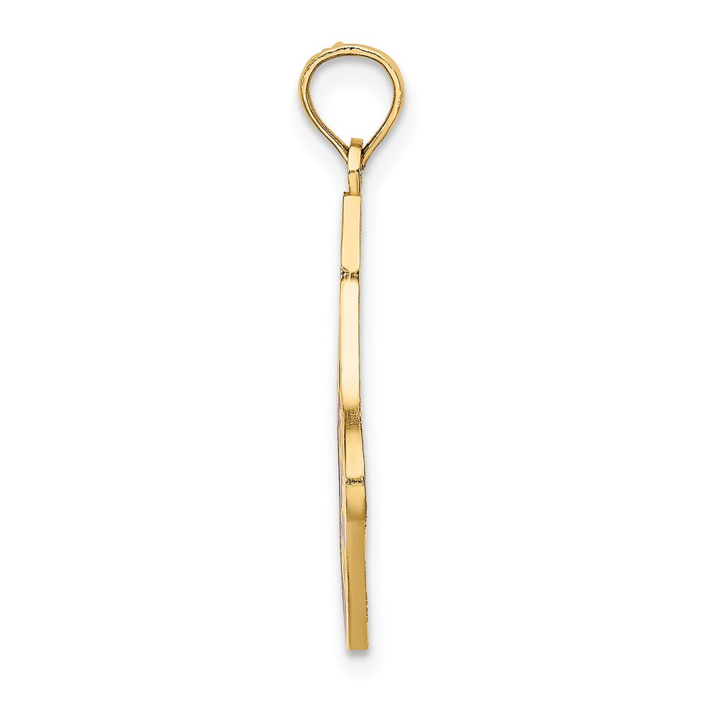 14K Gelbgold Emaille „HO HO HO“ Weihnachtsstrumpf-Charm
