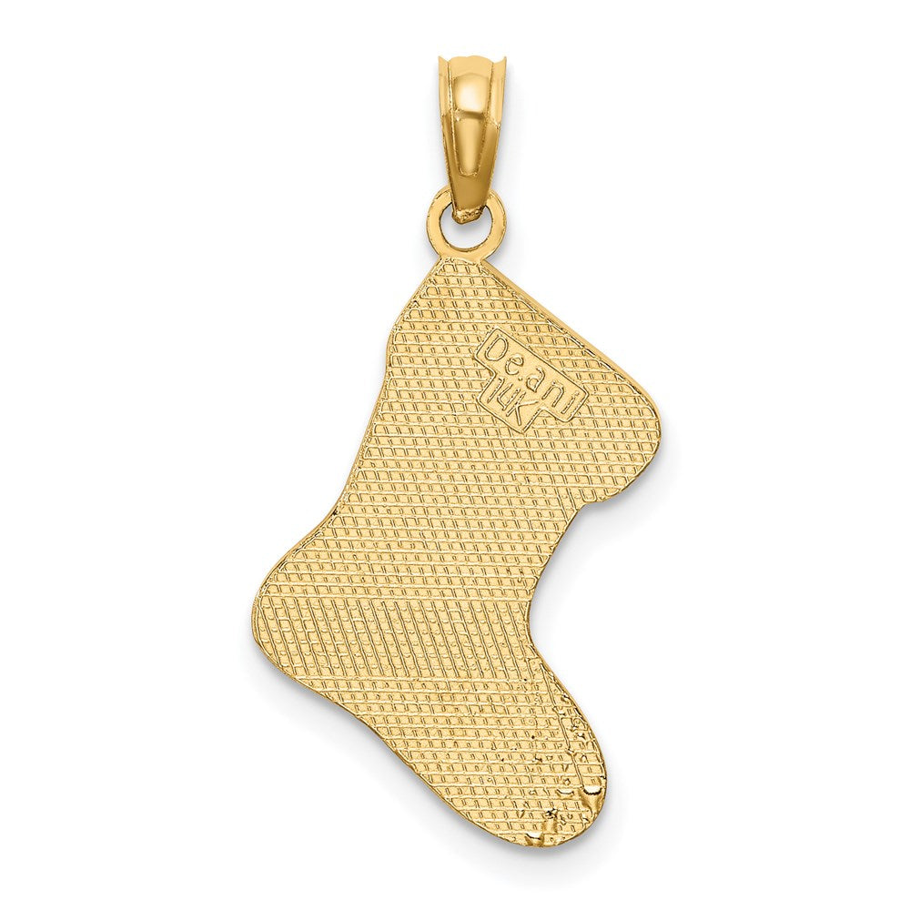 14K Gelbgold Emaille „HO HO HO“ Weihnachtsstrumpf-Charm