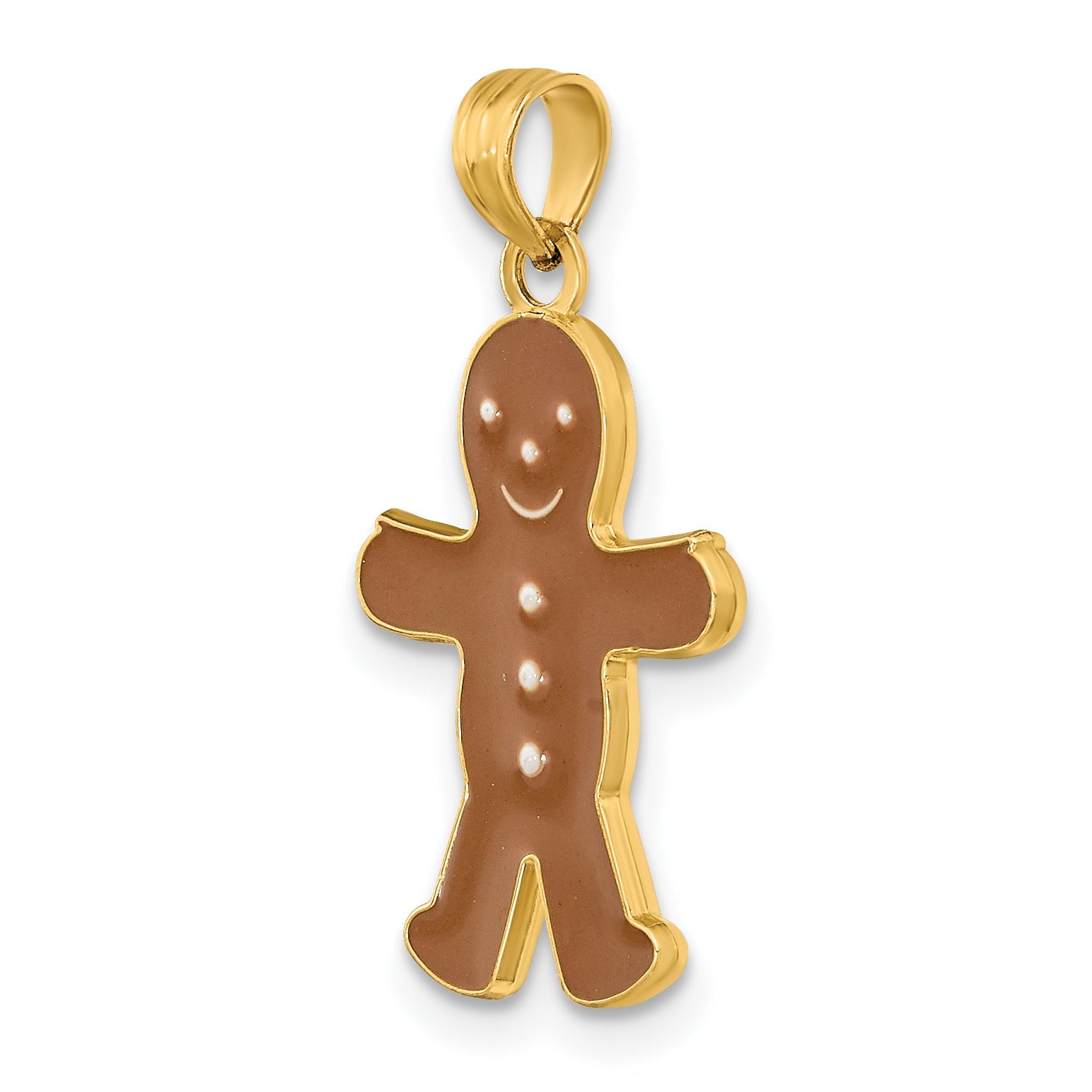 14K Gelbgold 3-d Emailliert Gingerbread Man Charm