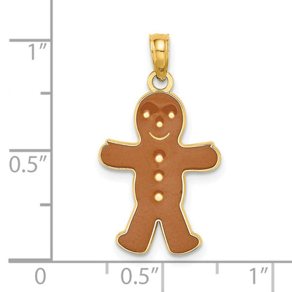14K Gelbgold 3-d Emailliert Gingerbread Man Charm